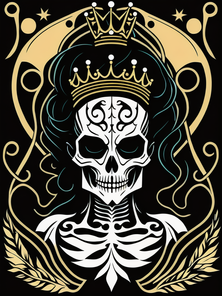 A vector art of a queen skeleton tattoo