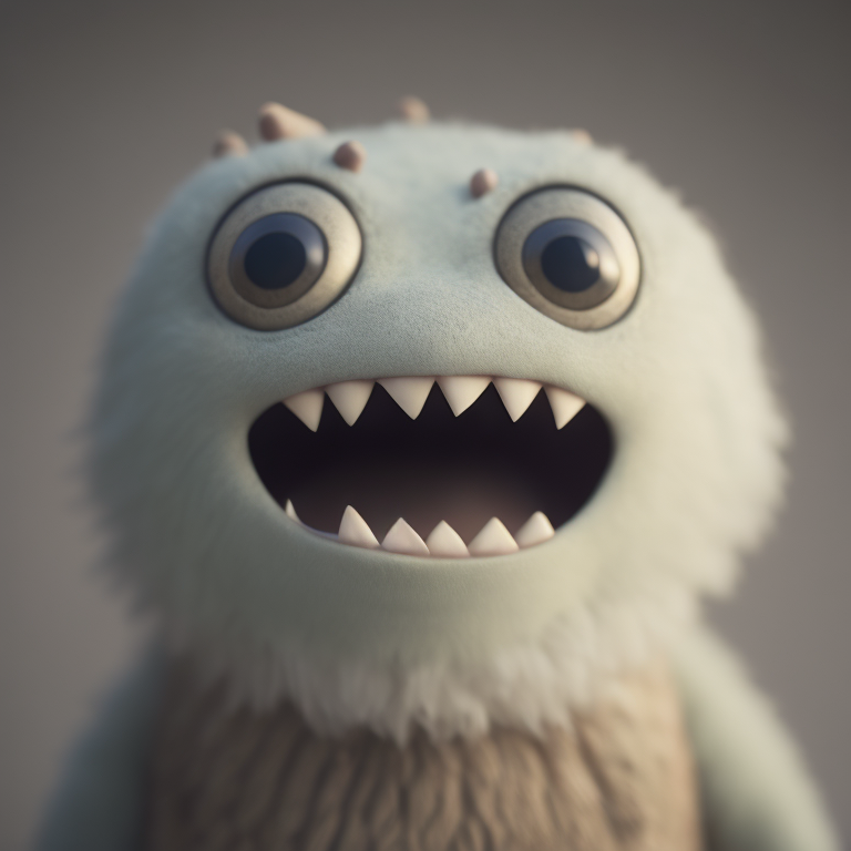 милый веселый добрый маленький монстр, мультяшный рисунок