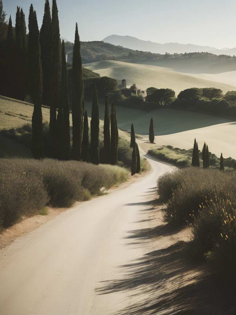 Italian landscape tuscany, photorealistic, serene, peaceful, majestic, high detail, landscape, ultra hd, matte painting, highly detailed, concept art, contrast light, deep colors
