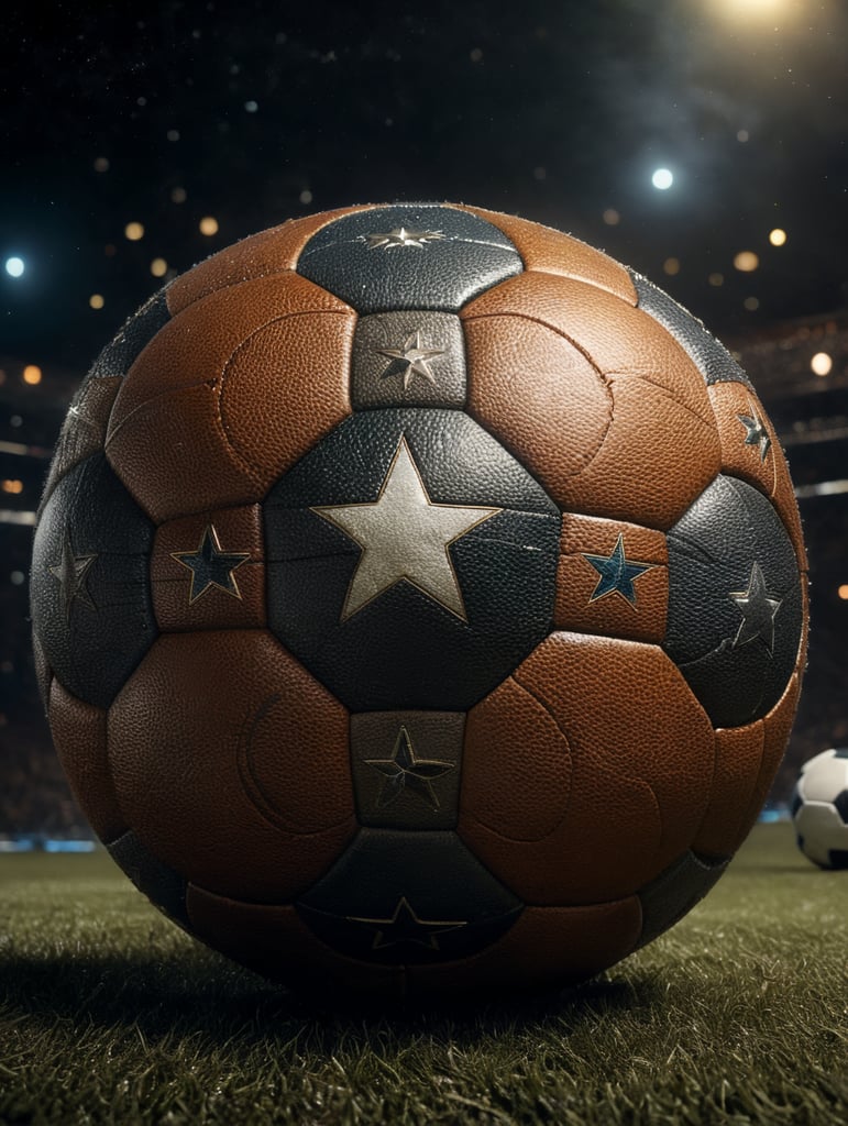 hairy football ball ina aspace full of bright stars and satalites