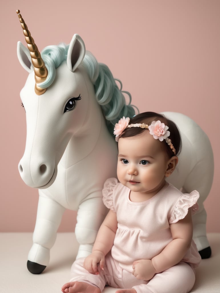 Baby girl with unicorn