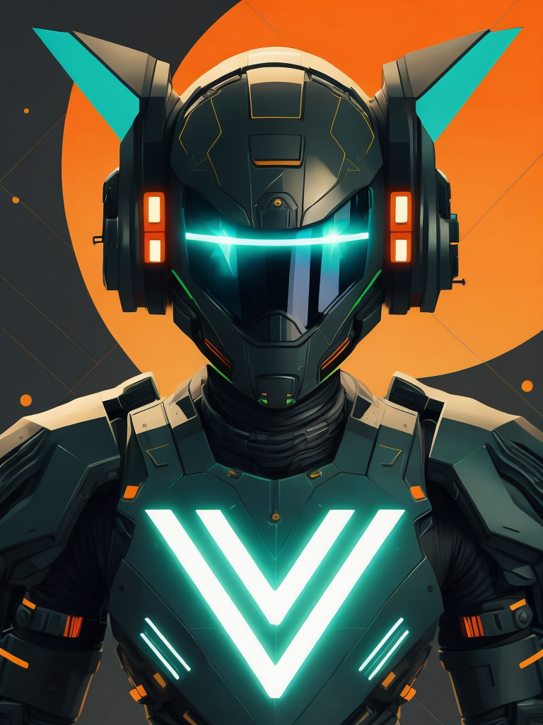 green monochromatic avatar vector illustration of a vibrant and animated female language instructor, centered, green eyes robotic helmet electronic, machine futuristic, abstract shape, flat, 2d, at the style of malika favre, #0648FE, 8k, akira style design, neon city, spaceship grey blue and red, moon tech station, black solid suit tech