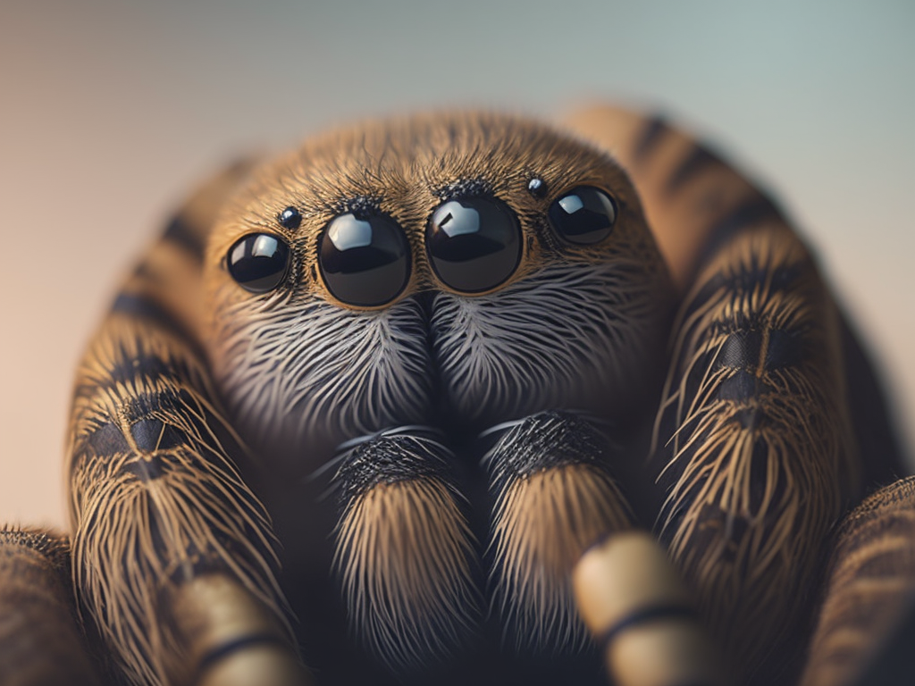 Spider peeking over pastel bright background