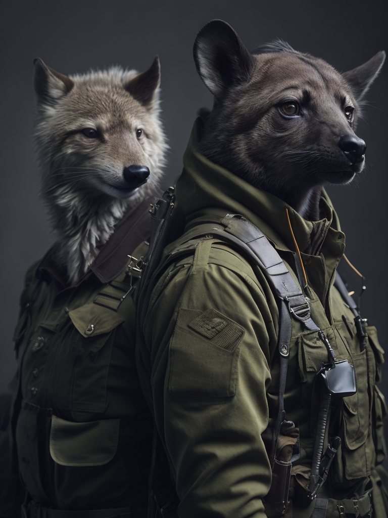 Wild animals in military cloths, wild animals in military, animals in military cloths