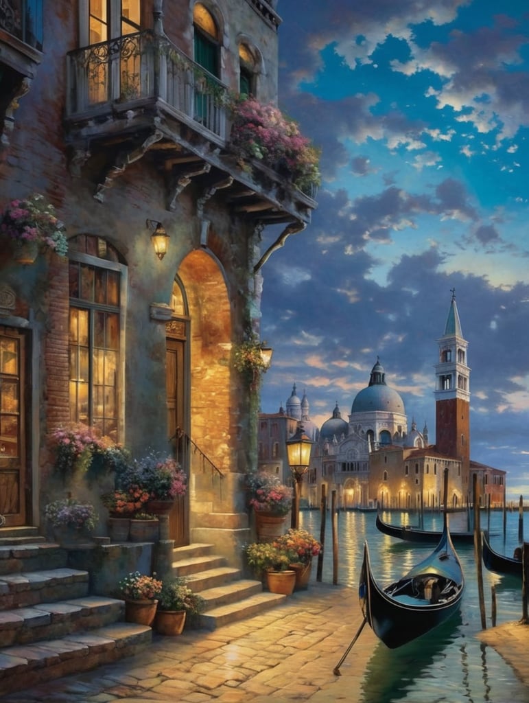 Venice folk art jigsaw Thomas kinkade style