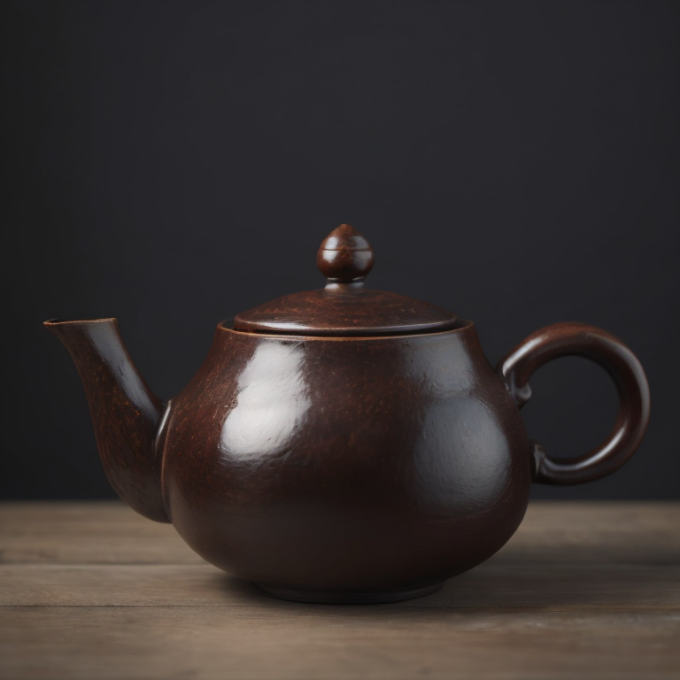 ancient small clay and glazed Chinese teapot, deep atmosphere, realistic photo