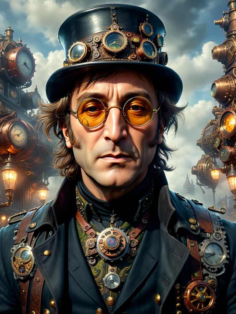 John Lennon wearing a steampunk