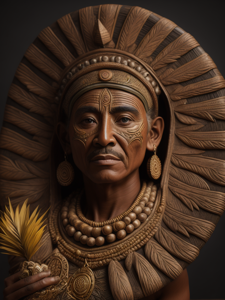 Artesanías de cultura precolombina de la zona Colombiana hechas a mano con materiales como la hoja de palma seca, foto realista, artística