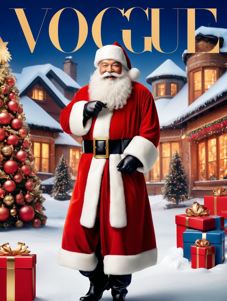 Happy New Year 2024, Holiday mood, Santa on the cover of Vogue