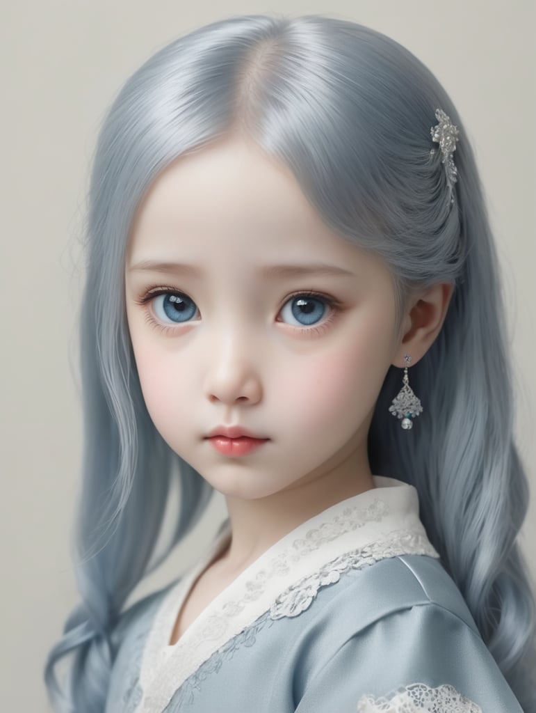 a unique real ai silver and blue girl