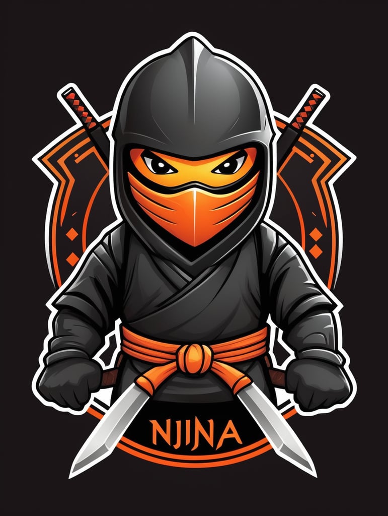 Ninja mascot logo, black background, e-gaming, Gaming Logo, illustration, vector image