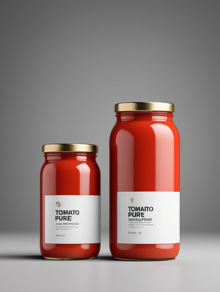 tomato puree jar mockup, no label, isolated, grey background