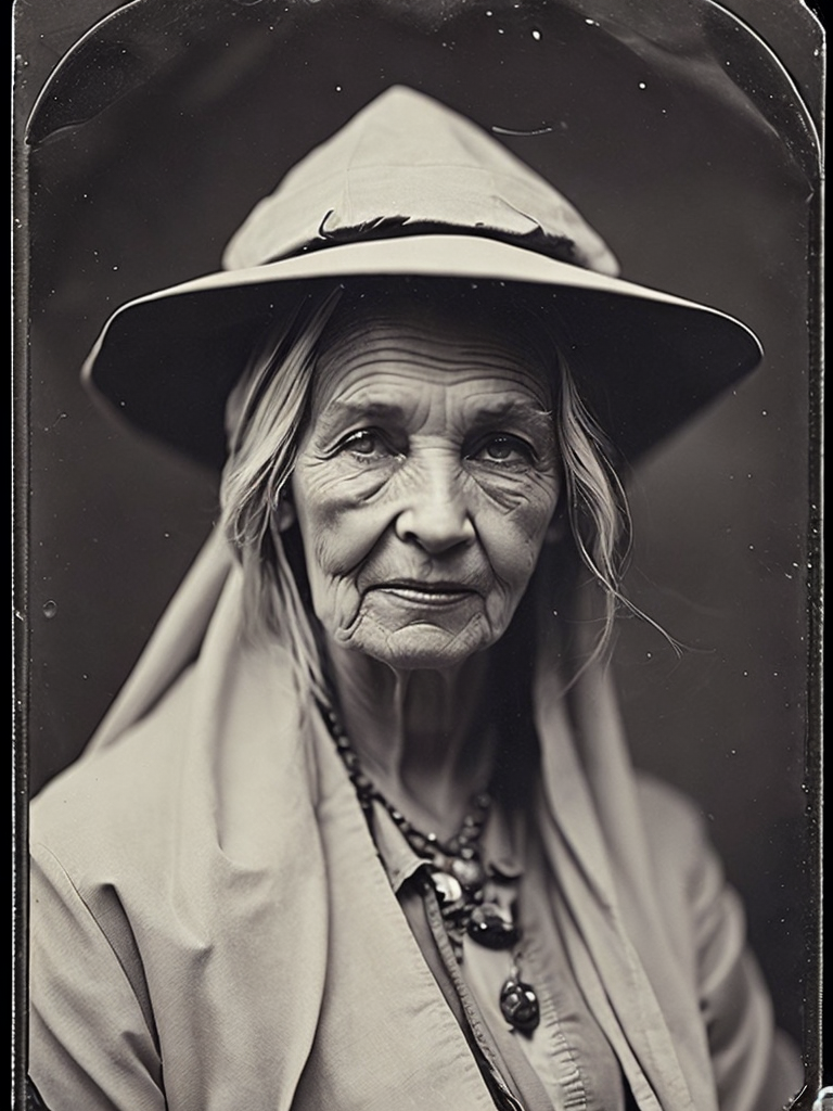 a wet plate photograph of a old witch