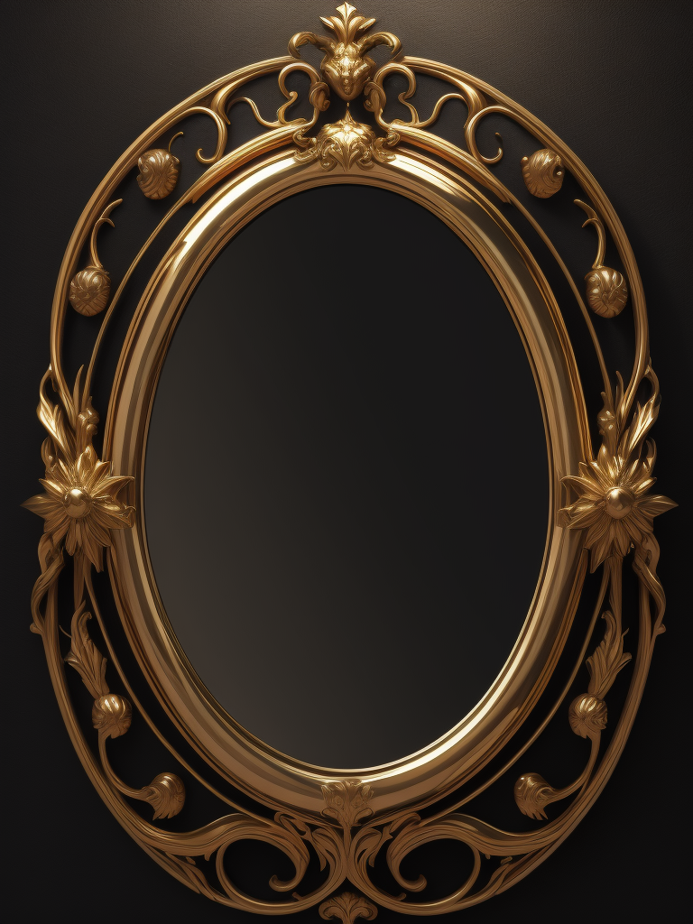 Mirror decorated with golden wire