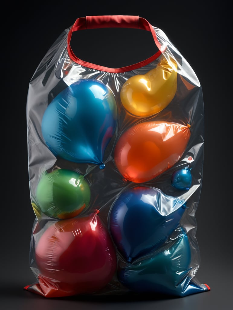 abstract soft body shapes inside a translucent bag, mixed material ::1 matte, glossy, flat finished, textured fabric ::1 in style of redshift rendering