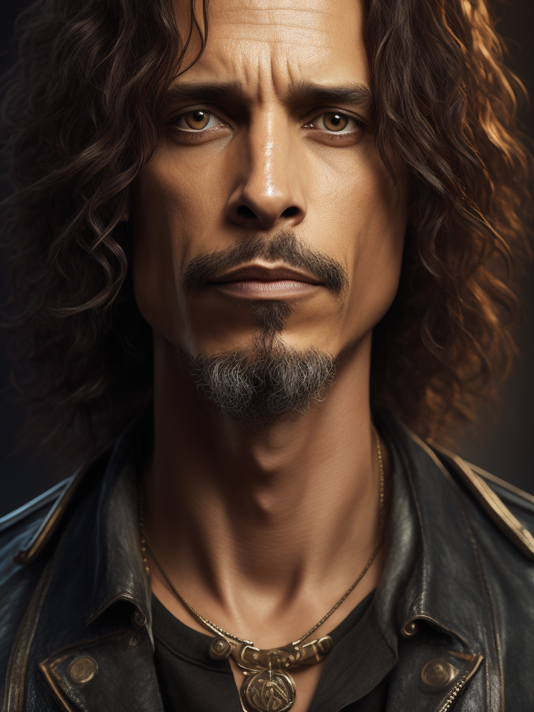 Close up photo of the face of Singer Chris Cornell of the band Soundgarden