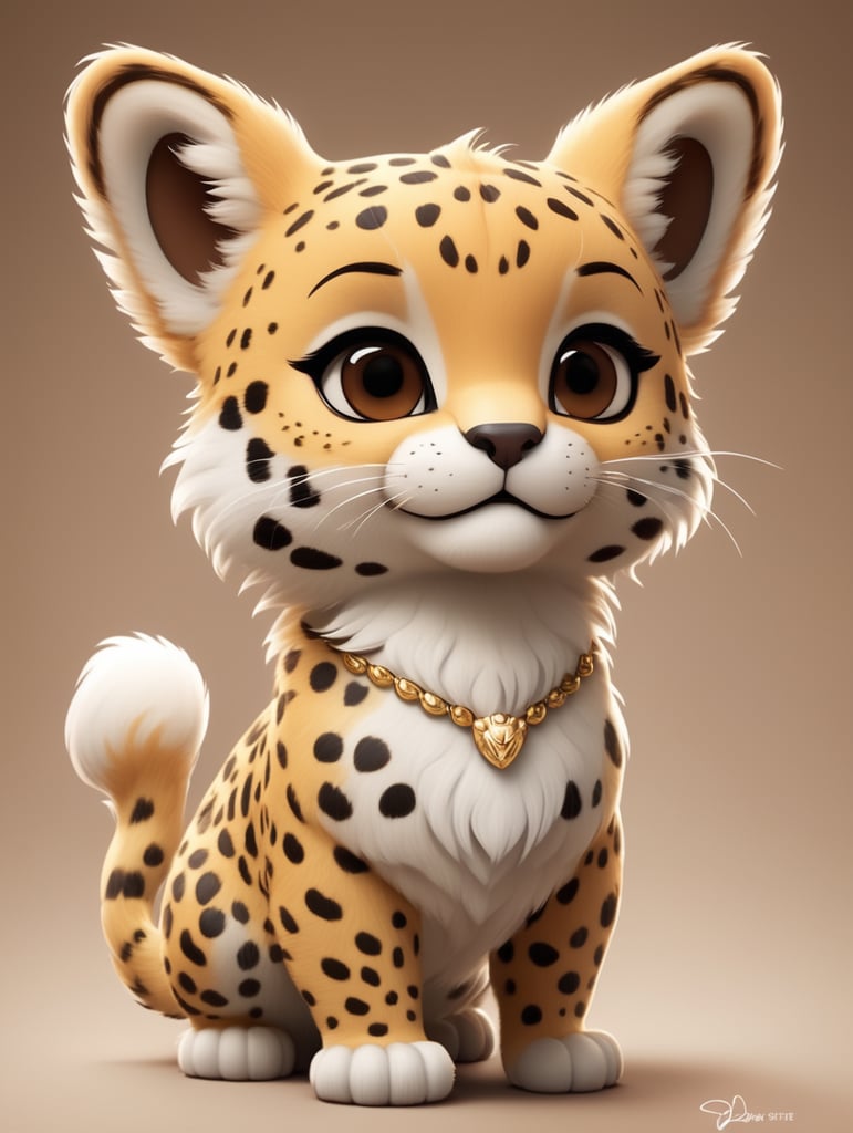 cute, fluffy, jaguar, full view, chibi style, disney style, cartoon style, pixar style,