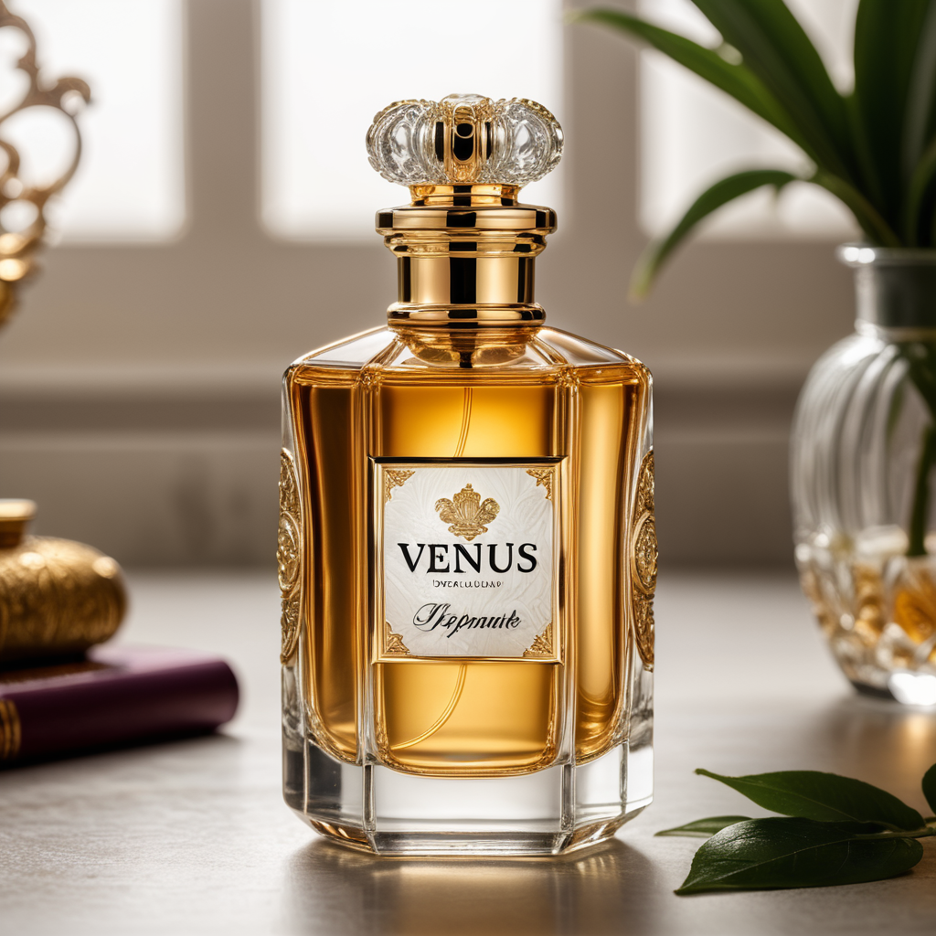 Perfume bottle with the name on the label saying Venus by Vasavi Vastu Vigyaan