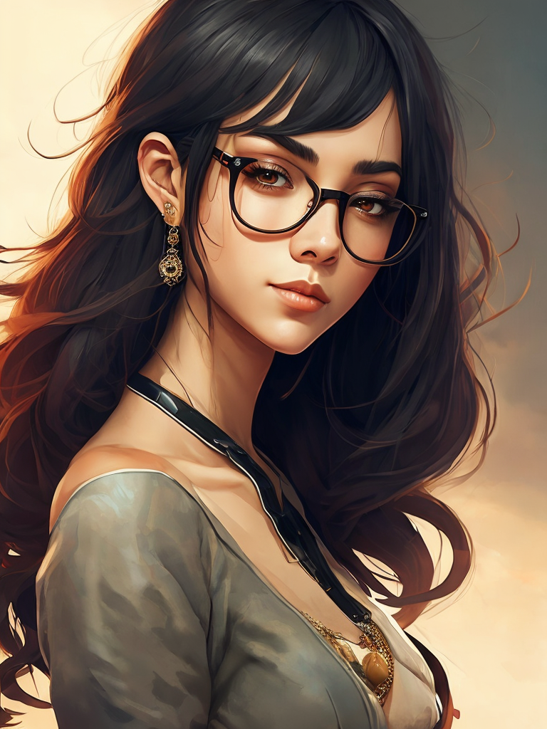 Girl, black hair, Brown eyes, glasses and necklace, Full body, standing centered, Pixar style, 3d style, disney style, 8k, Beautiful, Pixar style girl with black hair brown eyes glasses and necklace