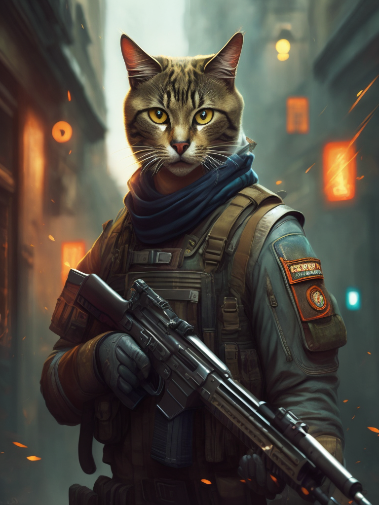 special forces russian, a cat with a gun, (cat_1.6), commando cat trending on artstation, sharp focus, studio photo, intricate details,