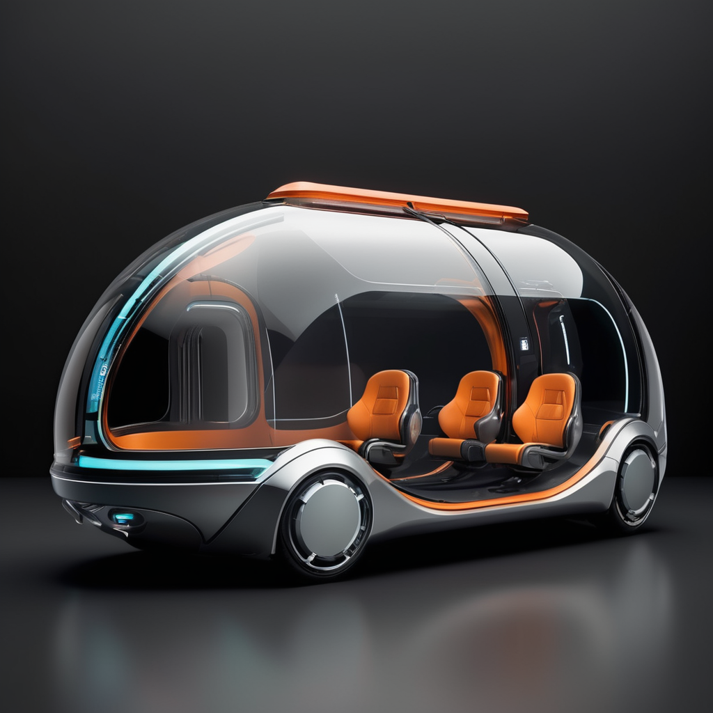 futuristic sci-fi pod car, Flat Design, Product-View, editorial photography, transparent, product photography, natural lighting, natural daytime lighting, zbrush, isolated, dark background