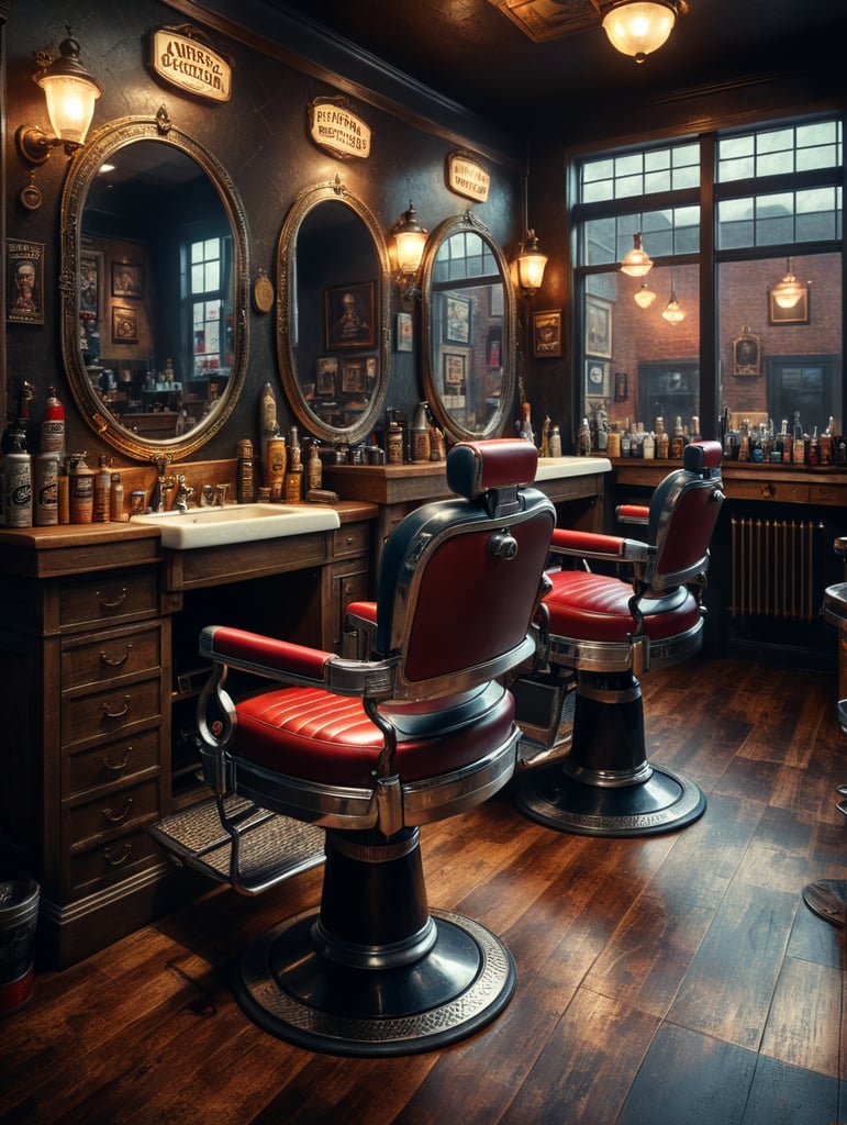 vintage barber shop inside