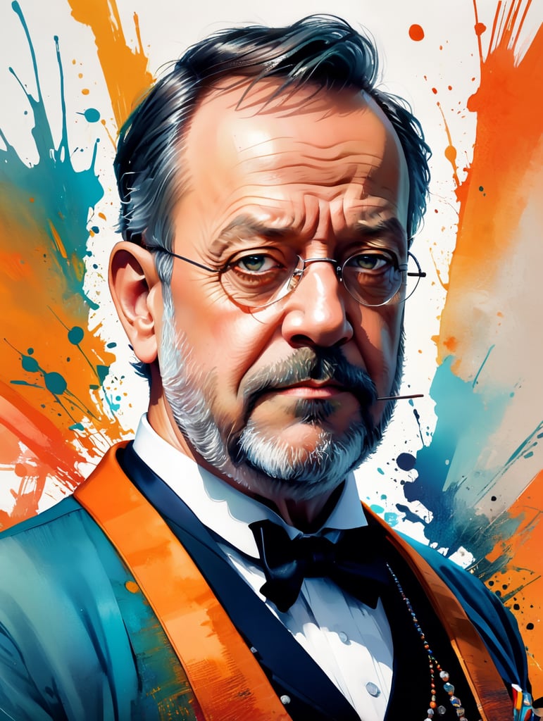 Half-body cartoon Portrait of Louis Pasteur, bright and saturated colors, highly detailed, sharp focus, Bright expressive, Dramatic Lighting, Depth of field, Incredibly high detailed, on a white background