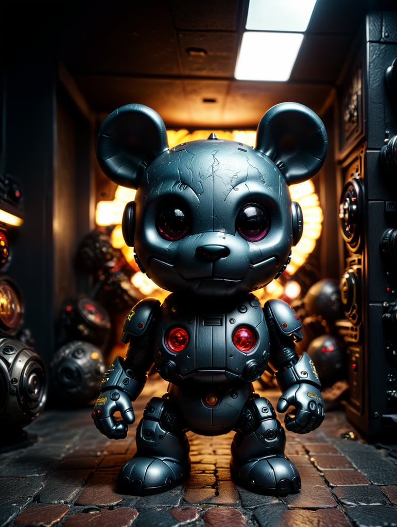 create 3d image toy munny kidrobot with different characteristics, head, hands, feet, multiple sides 360 degrees, render, hyper realistic, 4 k, photography.