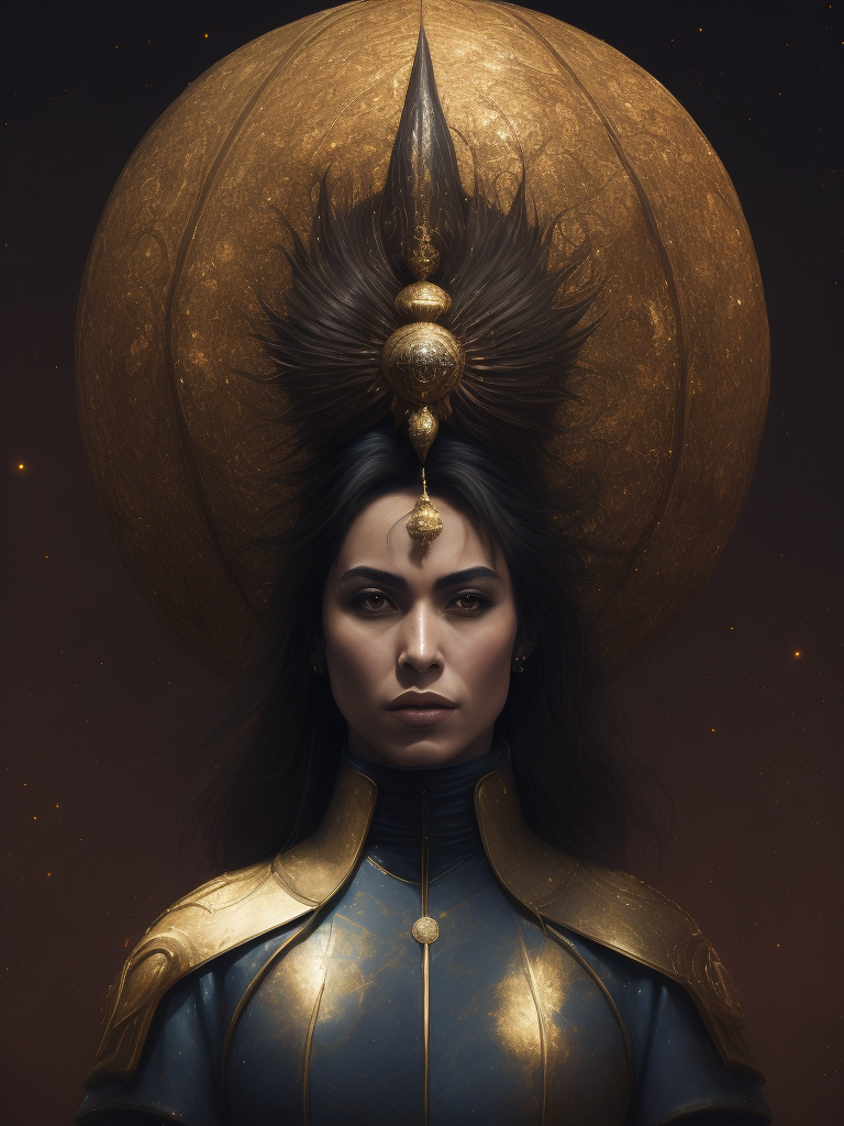 Pulp manga oil illustration, Moebius and Pierre Soulages, Urchin Empress, Ombulus Nebula, armor