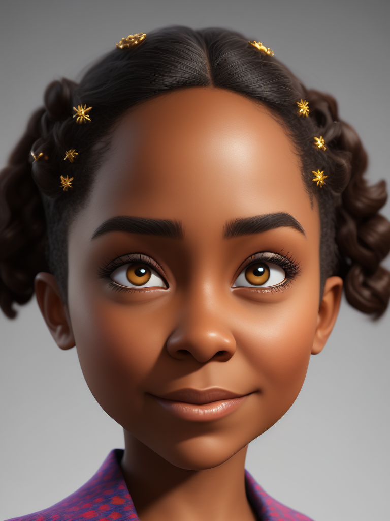 girl 3d character cartoon disney pixar render neutral white studio background. Looks like young Jessica Mauboy