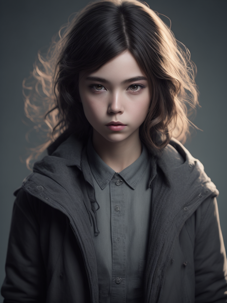 a cute girl, ash hair, long shot