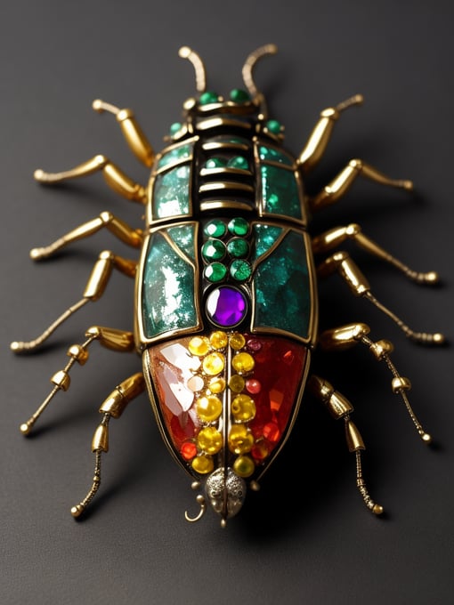 Beetle brooch made from various gems