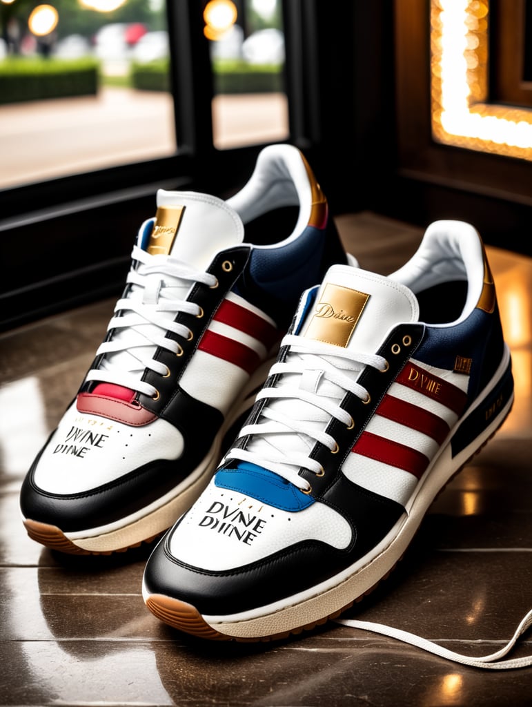 Designer sneakers with the word ‘divine’ clearly inscribed