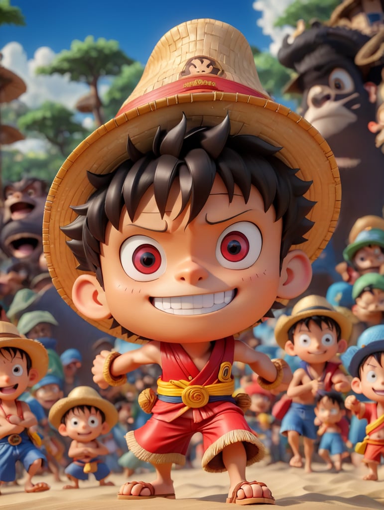 Monkey D luffy Vibrant colors, Depth of field, Incredibly high detail, Blurred background