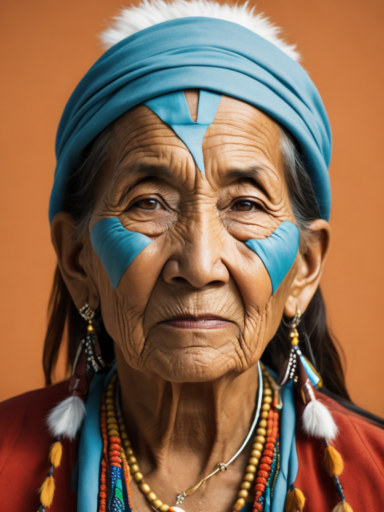 native american old woman 25 years old in national dress