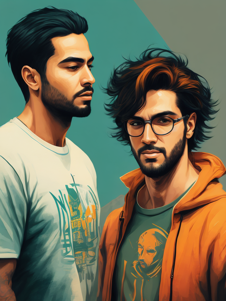 Eduardo Campos and Miguel Arraes together, portrait, linocut style, t-shirt art