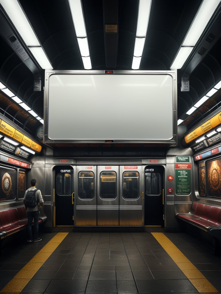 subway blank white billboard, mockup, mock up