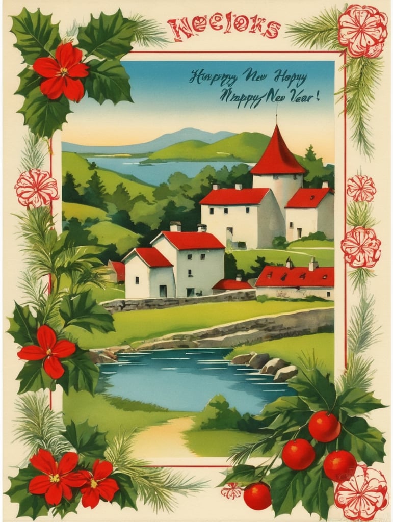 Happy New Year postcard