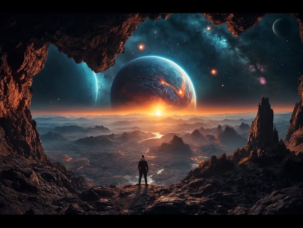 16K Ultra quality high resolution cinematic, A breathtaking Perideacore, planet in this new galaxy of infinite possibilities, a little place called Peridea, and boy, is it a doozy, reflecting the superluminal, explosion of vibrant colors of the surrounding galaxies As you gaze upon this idyllic scene, you are filled with a profound sense of serenity and wonder.