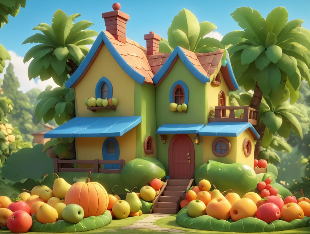 Cute house made of fruits