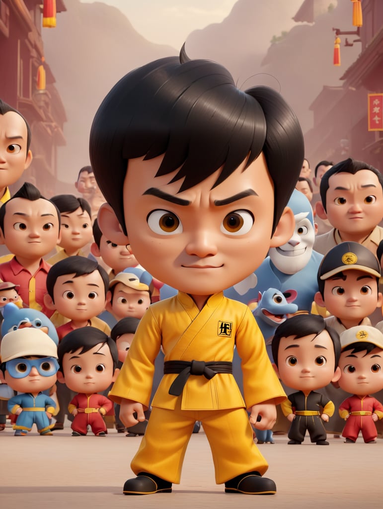 Bruce Lee standing looking at camera