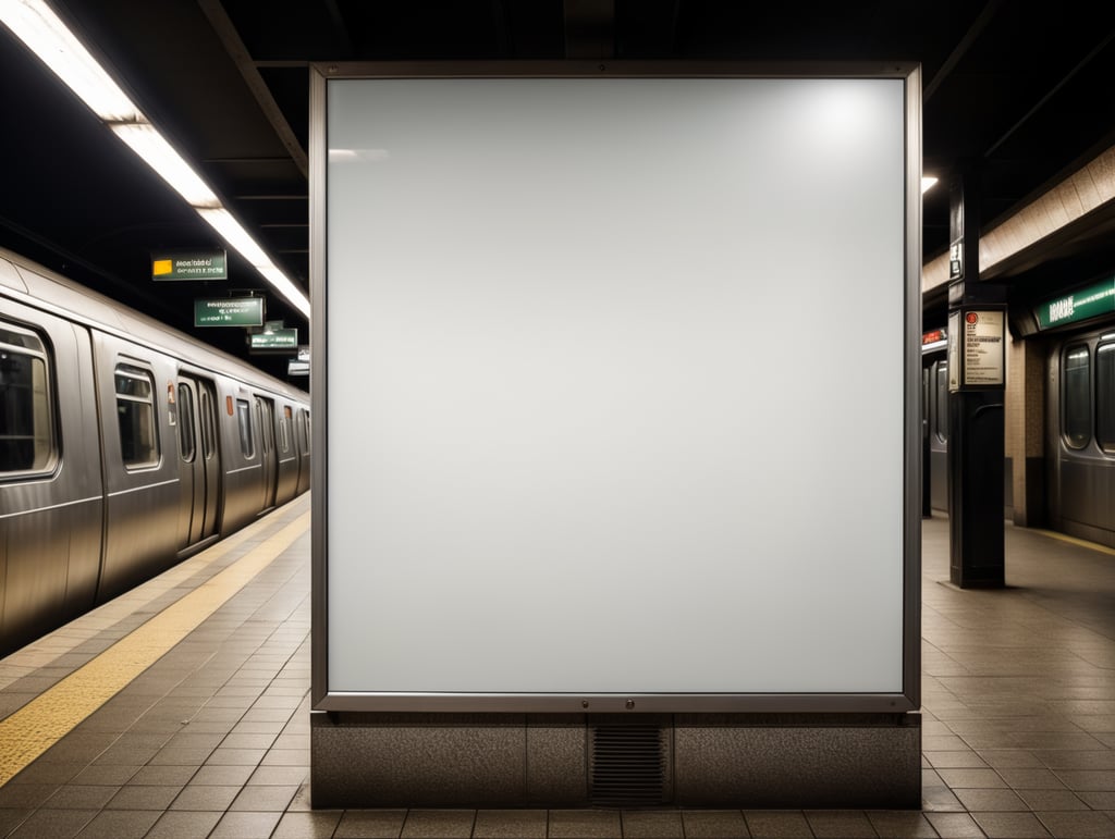 subway blank white billboard, mockup, mock up
