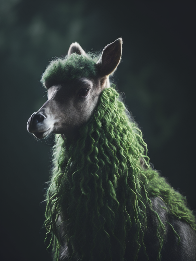 Knitted green lama