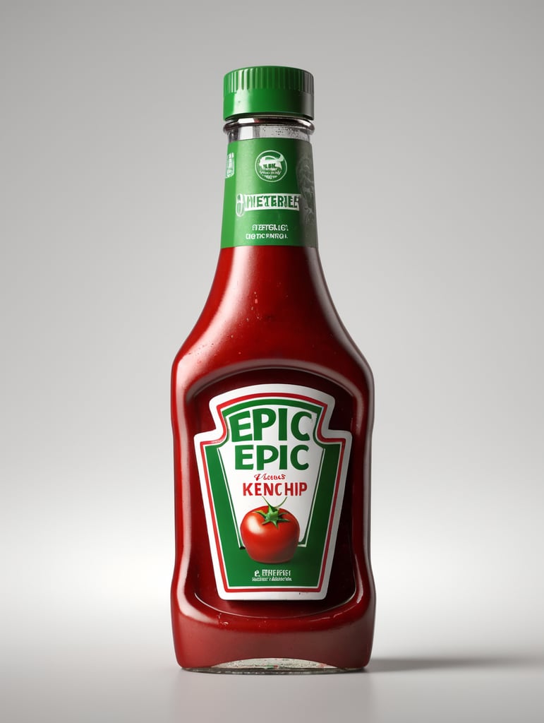 ketchup bottle, green cap, isolated, white background