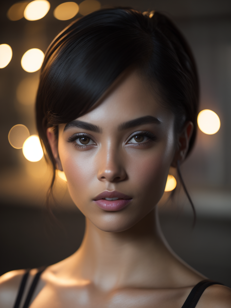 Beautiful cuban girl,photoreal: 1.4, lifelike,highly detailed CG unified 8K backgrounds,looking at the viewer, (HQ skin:1.4), 8k uhd, dslr, soft lighting, high quality, film grain, Fujifilm XT3,techno, long hair, black, front camera, with a round neon light in the background, darkness, tone of tone