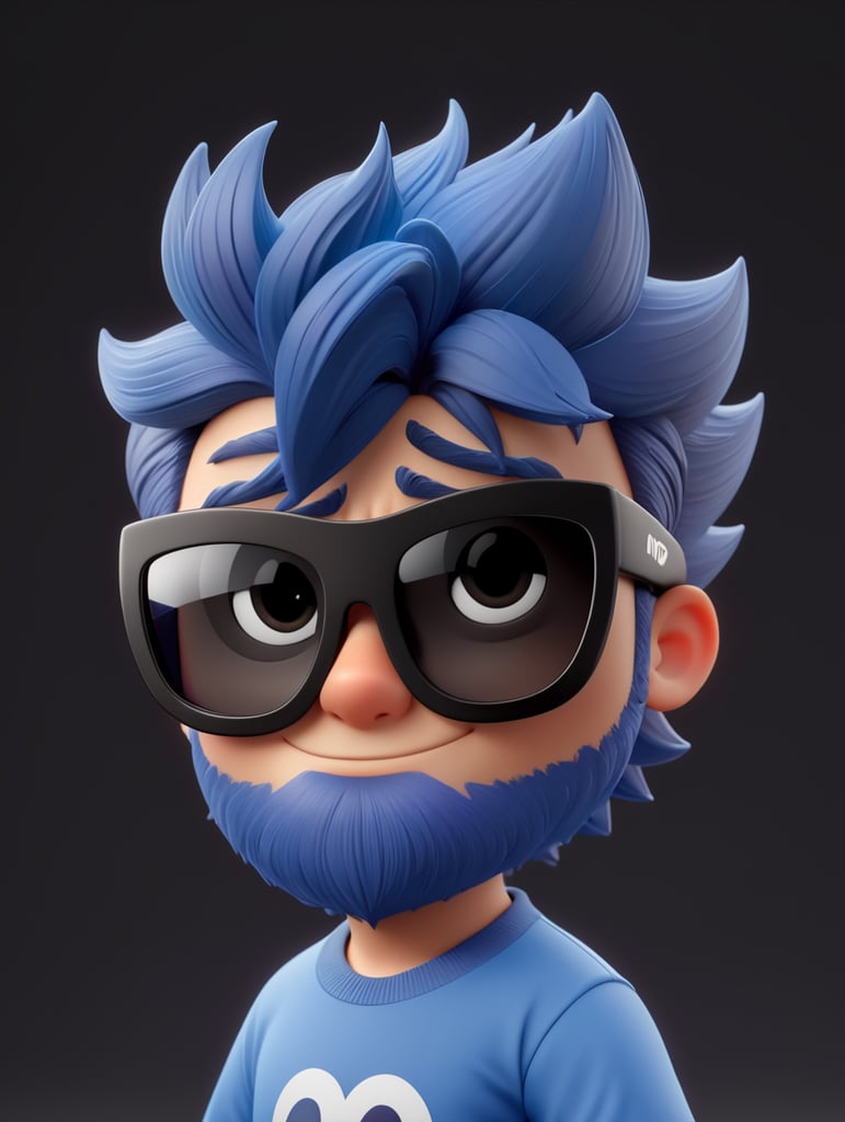 cartoon character with black sunglasses, cartoon, isolated, black background