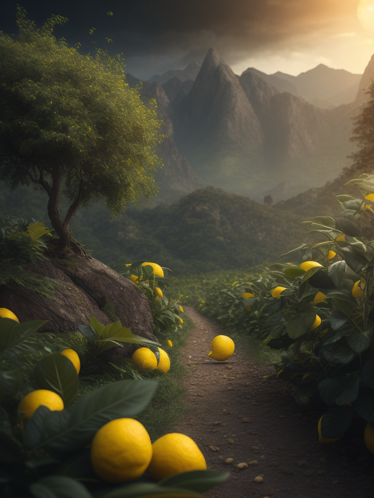 nature landscape with lemons and honeycombs
