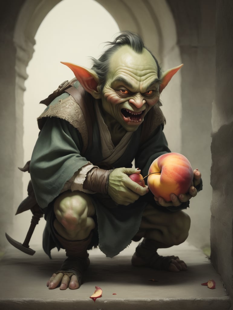 un duende robando una durazno que sangre