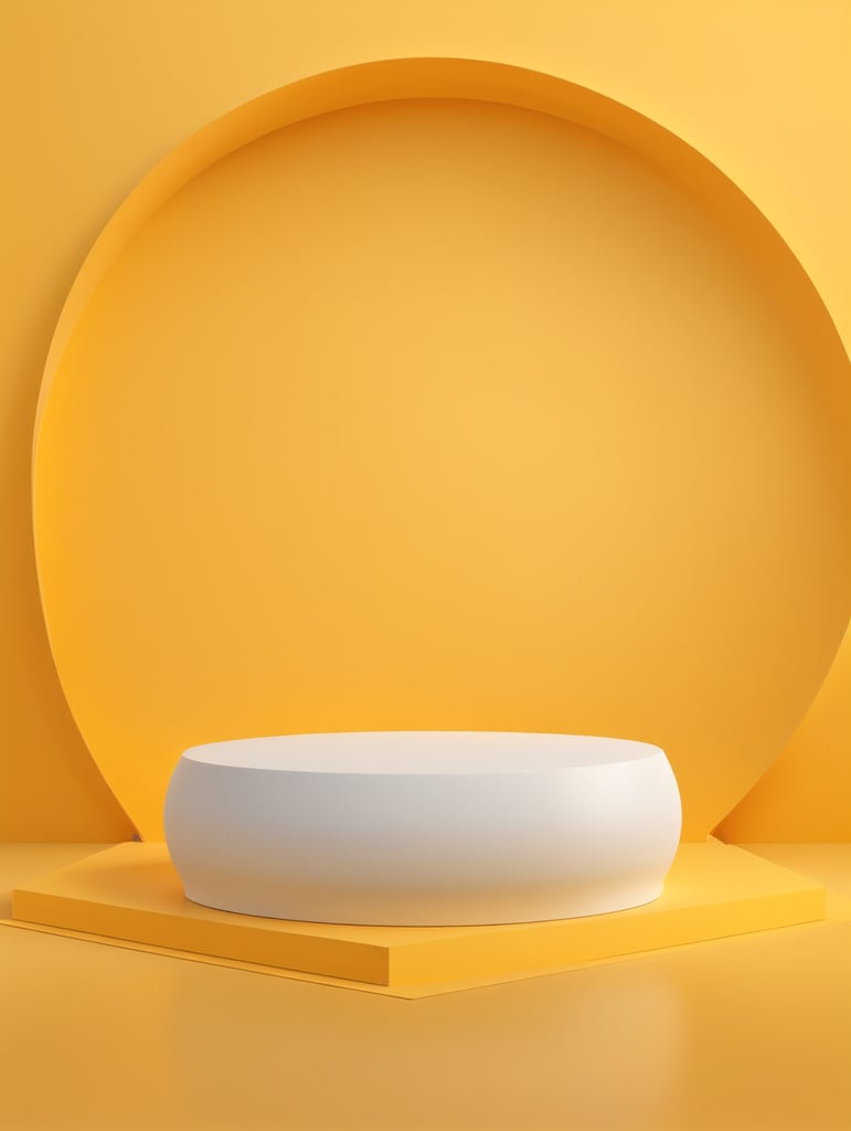 Современный минимальный макет подиум дисплей желтый фон 3d визуализация