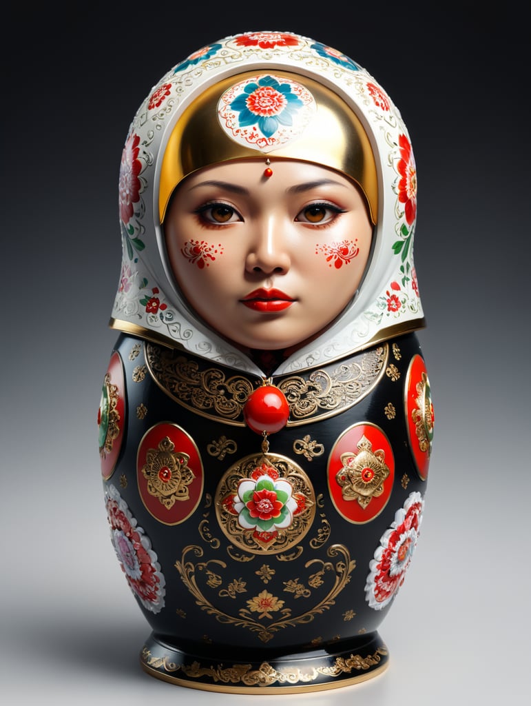 Матрешка, китайский гангстер, белый фон, изолирован